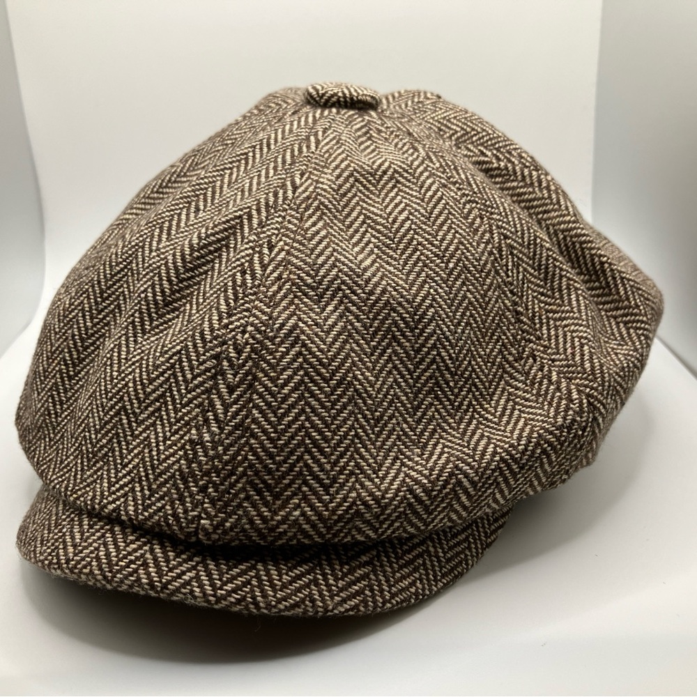 Newsboy Retro Style Cap Brown Chevron
